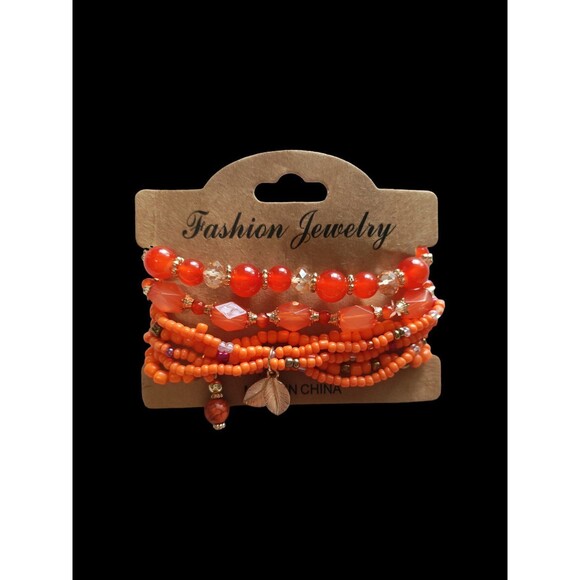 Boho Style Leaf Pendant Beaded 4-pc. Bracelet Set - Picture 7 of 7